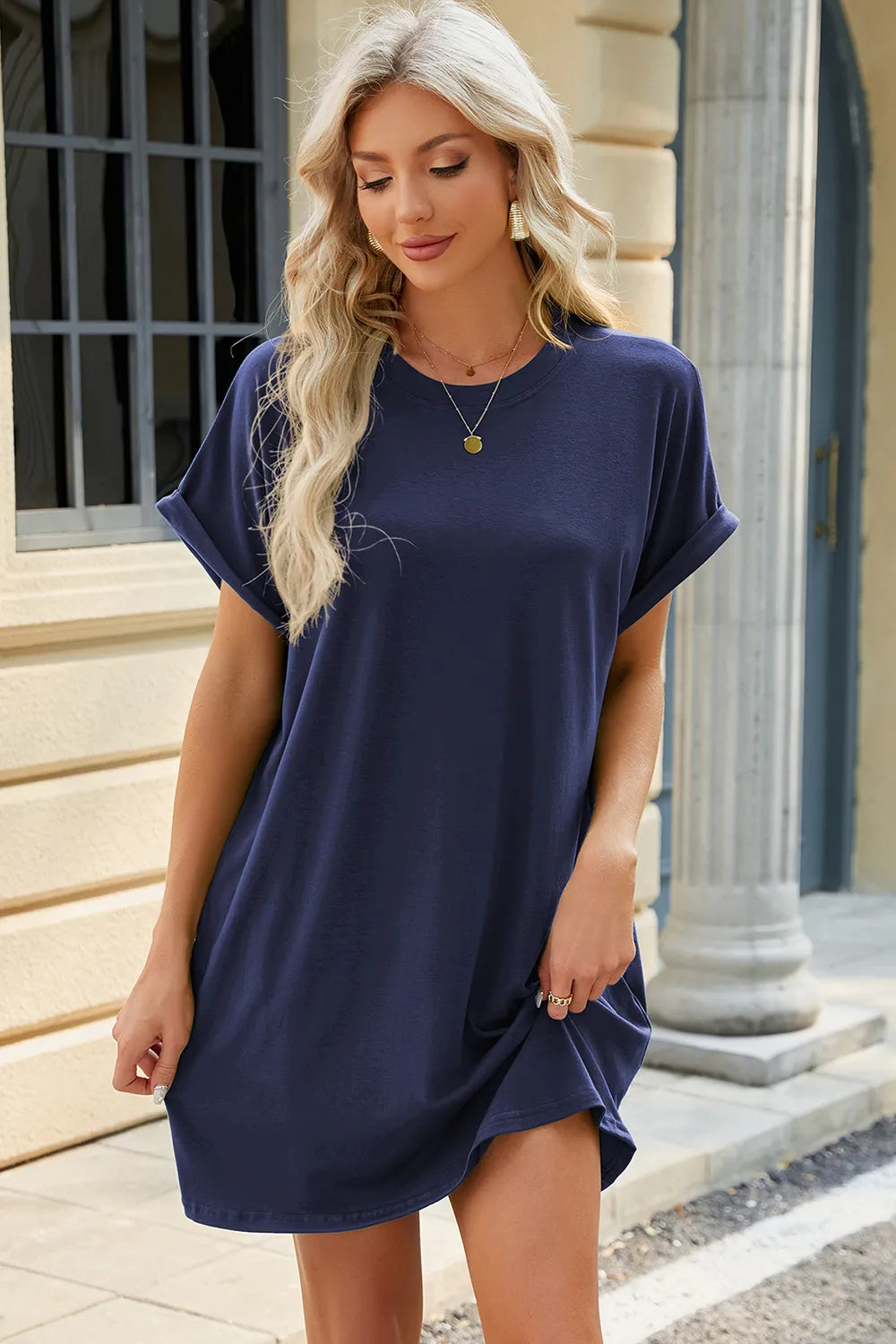 Short Sleeve Mini Dress with Pockets