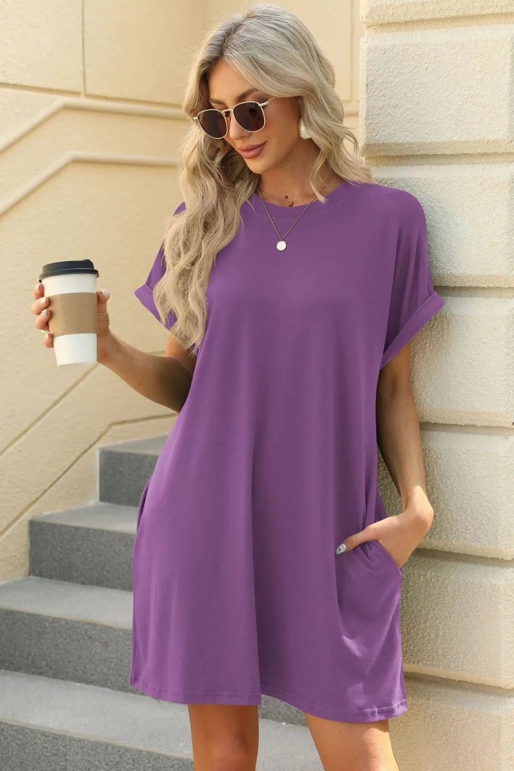 Short Sleeve Mini Dress with Pockets