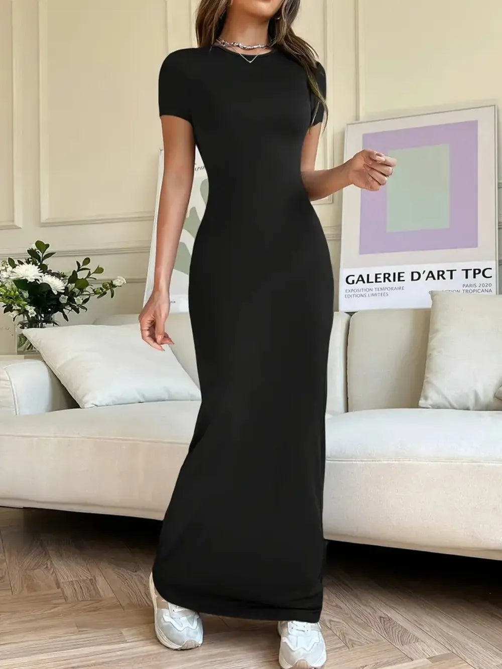Short Sleeve Maxi Tee Dress