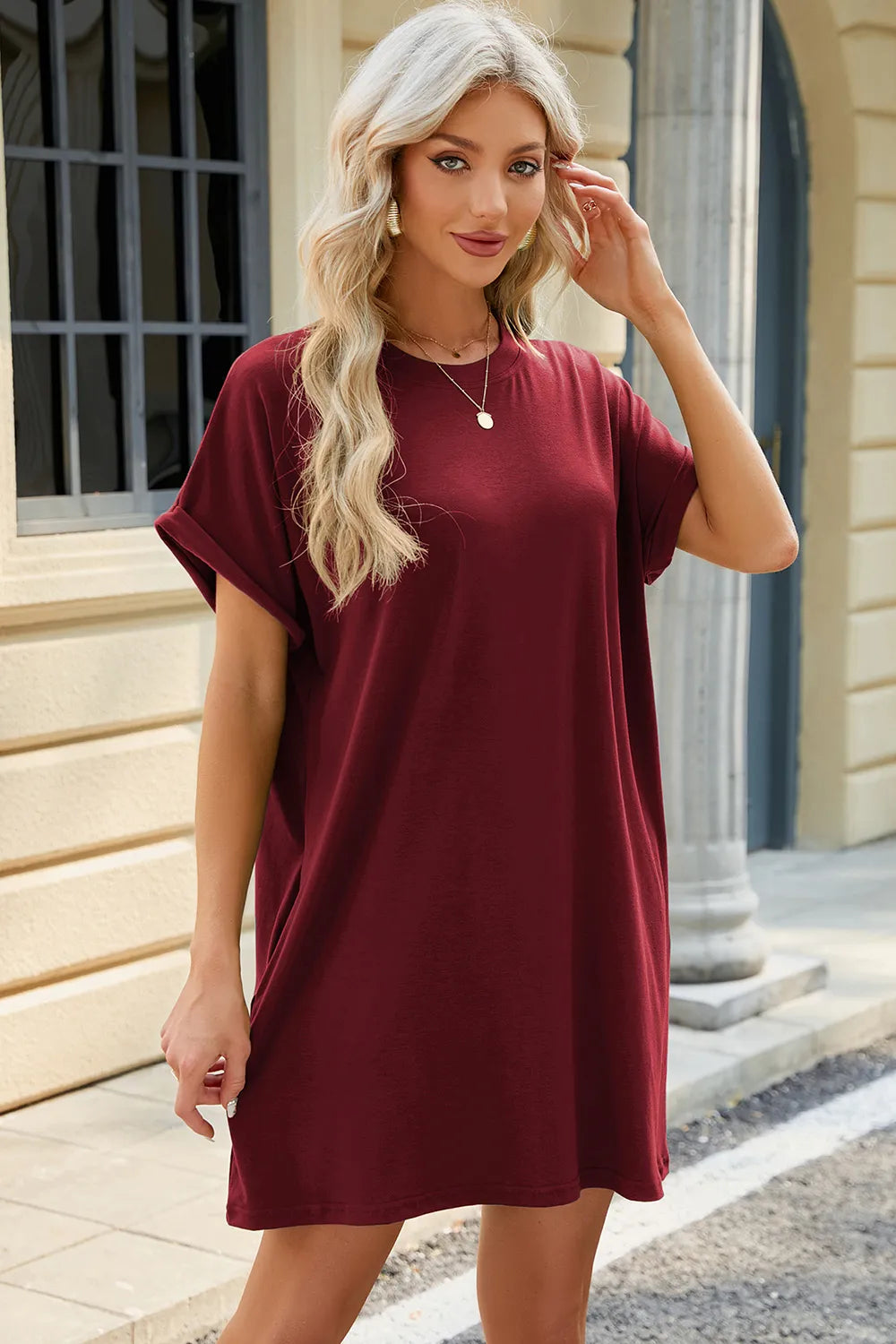 Short Sleeve Mini Dress with Pockets