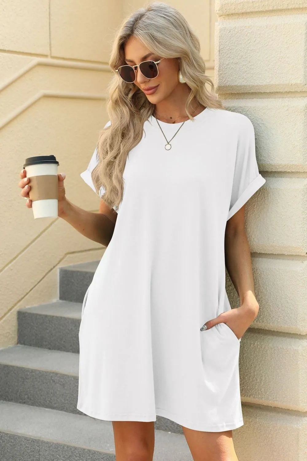 Short Sleeve Mini Dress with Pockets